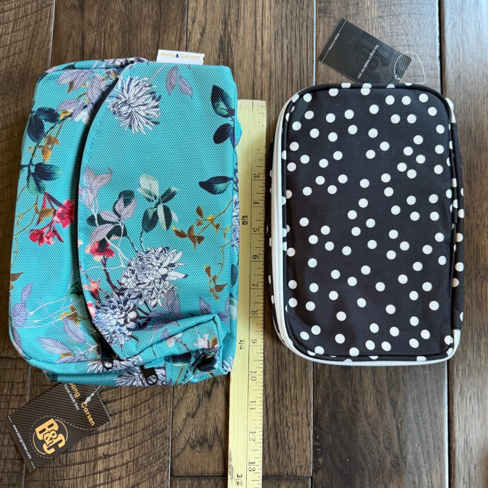 Bang & Carsen Travel Organizer Set Floral Toiletry Bag & Polka Dot Jewelry Case - Picture 5 of 6